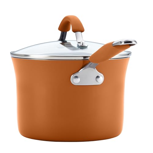 Batería de Cocina Rachael Ray Cucina Anaranjado Calabaza Antiadhesiva de Porcelana Dura 12 Piezas