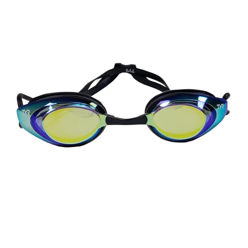 TYR Negro Hawk Racing anteojos Espejo, Negro, Dorado, (Gold Metal Rainbow Black), Una Talla