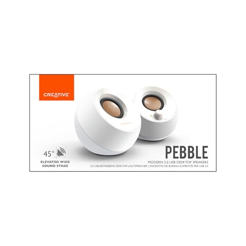 Creative Pebble 2.0 Altavoces de computadora alimentados por USB con Controladores de Campo lejano y radiadores pasivos para PC y portátiles (Blanco)