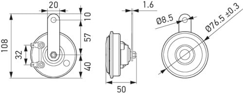 HELLA Set de 2 Bocinas de Claxon negro 012588151. Voltaje de 12V. Frecuencia de Sonido Potente de 360/430Hz, incluye soporte montado. En caja con Instructivo gráfico.