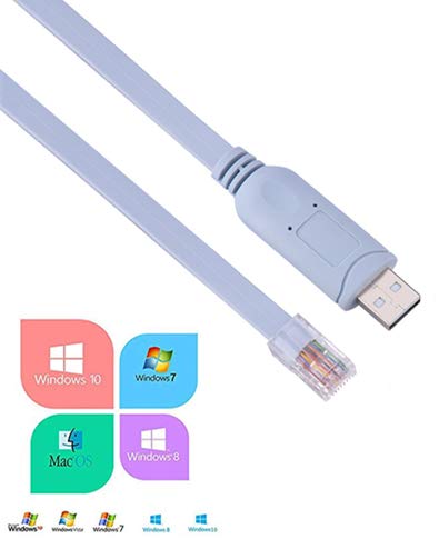 Cable USB a RJ45 Richer-R USB2.0 Macho a Macho Plano para Routers y Switches Cisco, Huawei, Juniper, 3COM, Ruijie