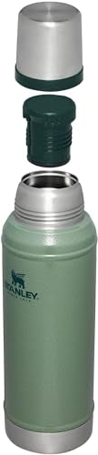 Botella Aislada Stanley Verde Martillo de Boca Ancha Termo Acero Inoxidable 18/8 sin BPA 1.0 Cuartos de Galón para Bebidas Frías y Calientes