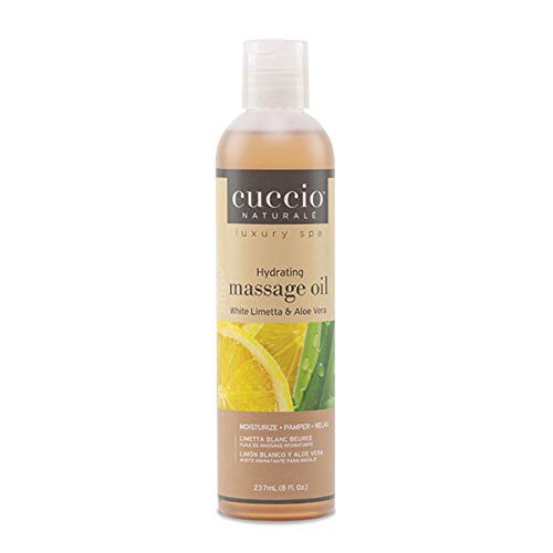 Cuccio Naturale Massage Oil - Renewing, Moisturizing Body Oil For Massage Treatment - Leaves Skin Soft and Glowing - Paraben Free With Natural Ingredients - White Limetta and Aloe Vera - 237 ml