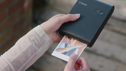Canon SELPHY Square QX10 Impresora fotográfica compacta portátil, Impresora fotográfica instantánea, Compatible con Dispositivos móviles, AirPrint, Negro