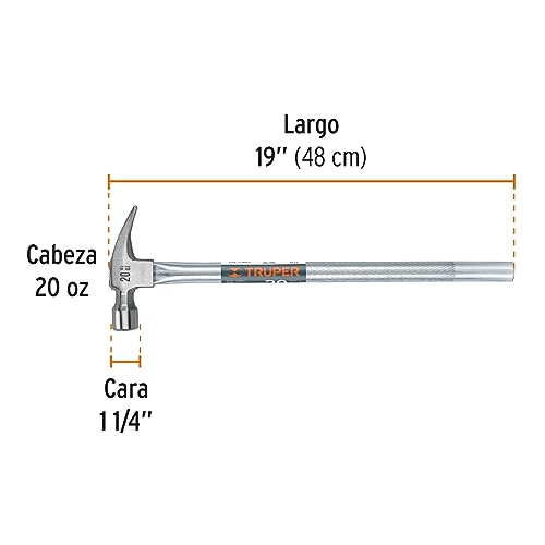 Martillo Uña Recta Truper MTR-20X Mango Tubular 20 oz