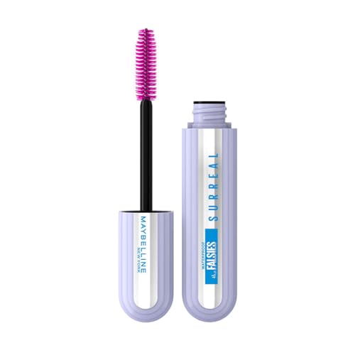 Maybelline The Falsies Surreal Extensions - Máscara de pestañas a prueba de agua, voluminizadora, alargamiento, maquillaje muy negro, 1 unidad