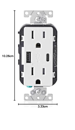Leviton 002-T5633-00W Cargador 2 USB A-C Dúplex Tamper Resistant 15A - 125V,, pack of/paquete de 1