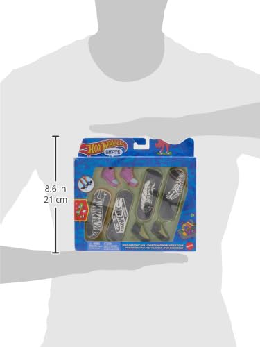 Hot Wheels, Multipack de Skate, Experto en Velocidad, 4 Patinetas para Dedos y 2 Pares de Tenis de Skate, Skate, Juguete para Niños, Mattel