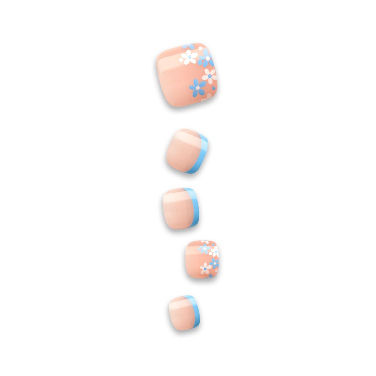 imPRESS Uñas postizas KISS sin pegamento para pedicura, diseño "Paradise Ticket", beige claro, tamaño corto, forma ovalada. Incluye 24 uñas, almohadilla de preparación, hoja de instrucciones, 1 palito