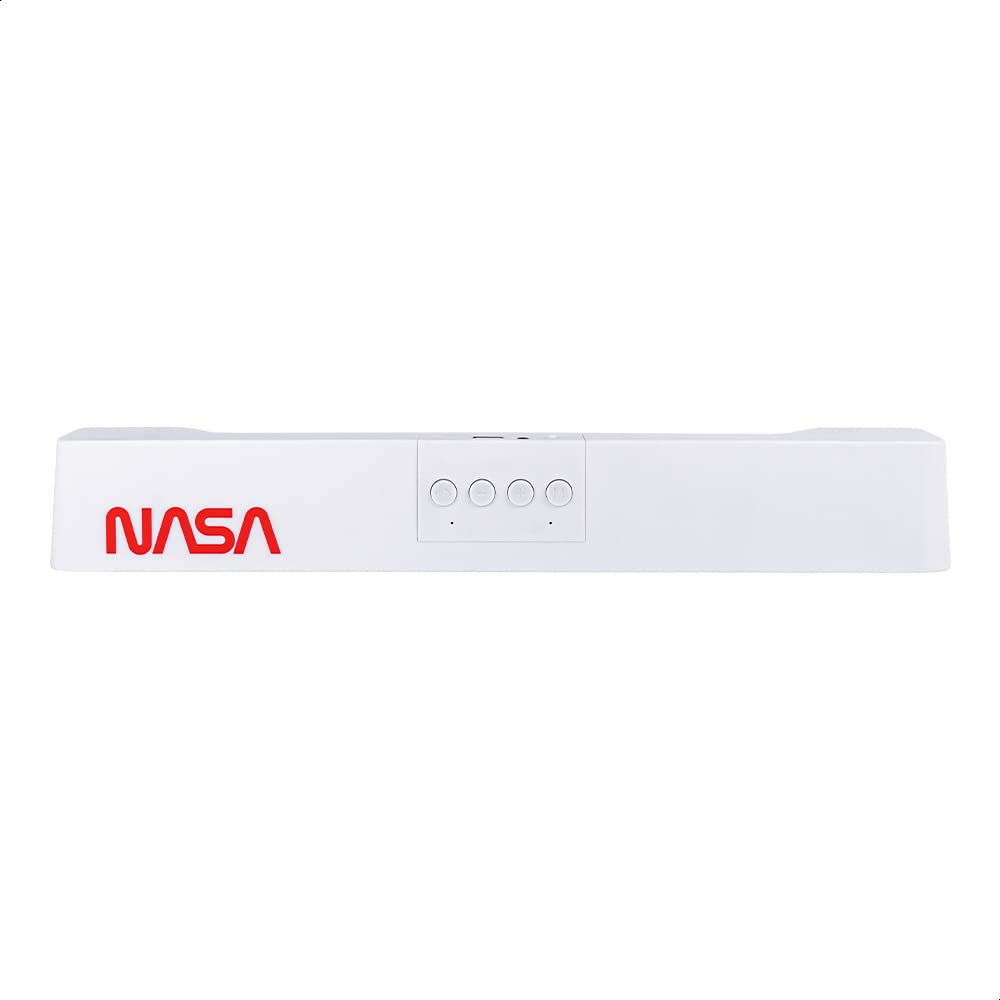 TECHZONE NASA Barra de Sonido, Bocina Bluetooth V5.0 Conexión TWS Batería Recargable, AUX TF/USB/FM, Color Blanco