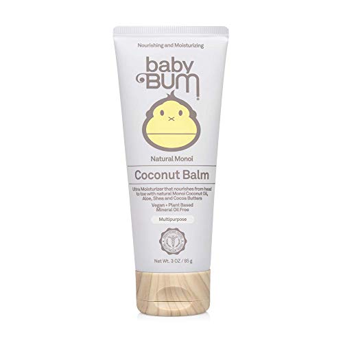 Baby Bum Natural Monoi Coconut Balm- 100% Natural Coconut Oil - Sensitive Skin Safe - Travel Size - 3 oz Tube