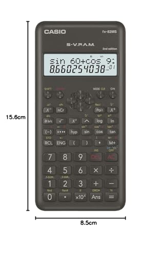 Casio FX-82MS-2-S-MH Calculadora Cientifica de 240 Funciones con Pantalla de 2 Lineas, Negro, Med