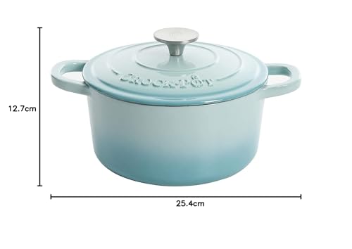 Crock-Pot Artisan - Horno holandés redondo esmaltado de hierro fundido, 3 cuartos de galón, color aguamarina