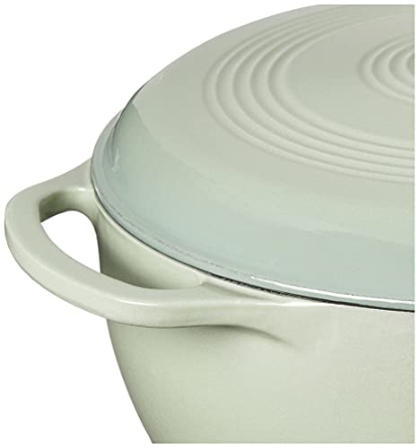 Lodge - Horno holandés de hierro fundido esmaltado de 6 cuartos con tapa, asas dobles, apto para horno hasta 500 °F o en estufa, uso para marinar, cocinar, hornear, refrigerar y servir - Salvia del desierto