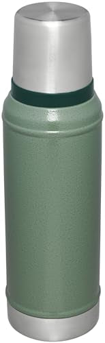 Botella Aislada Stanley Verde Martillo de Boca Ancha Termo Acero Inoxidable 18/8 sin BPA 1.0 Cuartos de Galón para Bebidas Frías y Calientes