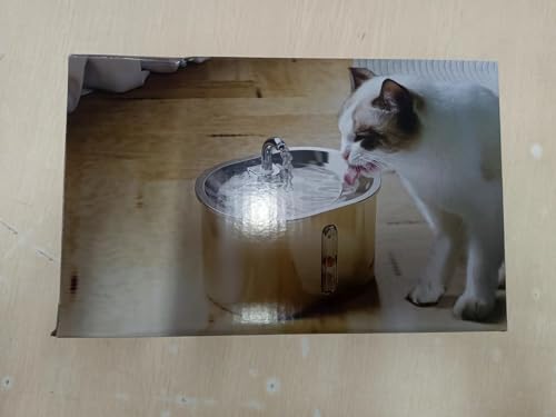 Fuente de Agua para Mascotas Joric Acero Inoxidable Dispensador Automático 2.5 l Super Silencioso para Gatos