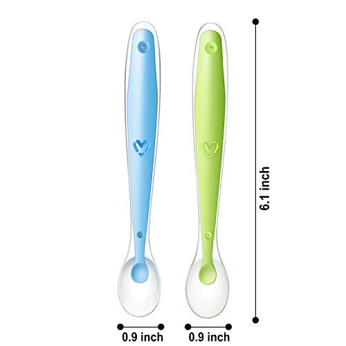 Cucharas Suaves de Silicona PandaEar Azules, sin BPA, para Entrenamiento de Alimentación de Bebés y Niños, Paquete de 6