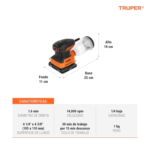 Lijadora Orbital Truper LIOR-1/4A3 240W Profesional