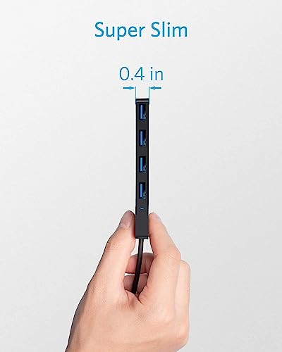 Hub USB 3.0 de 4 Puertos Anker Ultra Slim con Cable de 2 Pies para MacBook, Mac Pro, Mac Mini, iMac, Surface Pro, XPS, PC, Flash Drive y HDD Móvil