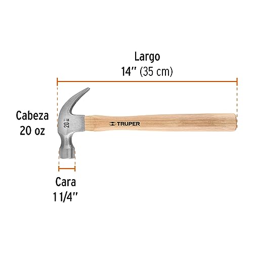 Martillo Curvo Truper MA-20 Cabeza Pulida 20 oz