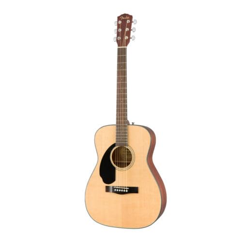 Fender Left-Handed Acoustic Guitar, CD-60S, with 2-Year Warranty, Dreadnought Classic Design with Rounded Walnut Fingerboard and Phosphor Bronze Strings, Glossed Natural Finish, Mahogany Construction