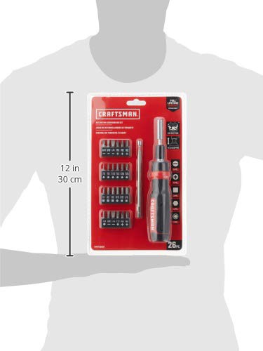 CRAFTSMAN - Destornillador de carraca, juego multibits, 26 piezas (CMHT68001)