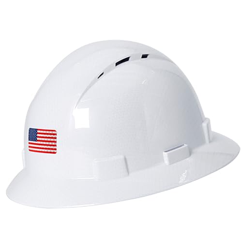 Casco de ala completa de fibra de carbono blanco brillante con gafas de seguridad y forro para hombres y mujeres, OSHA construcción, casco de seguridad con correa de barbilla y visera solar