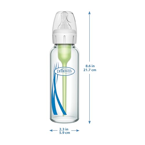 Dr. Brown's Natural Flow Options Plus Narrow Glass Baby Bottle, 8 Ounce (Pack of 2)