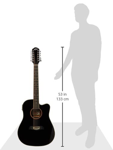 Oscar Schmidt ISOSCOD312CEBLK Guitarra Electroacustico Od312Ce, Negro Negro