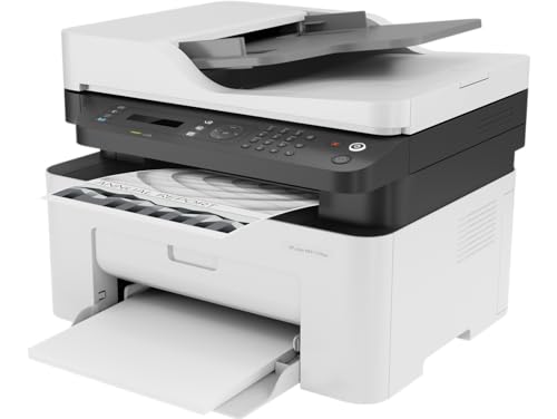HP Impresora Multifuncional Láser MFP 137fnw, Impresión en Negro, Dúplex, (Doble Cara) Manual, WiFi, USB, Ethernet, Smart App, Imprime, Copia y Escaneado, Fax (4ZB84A)