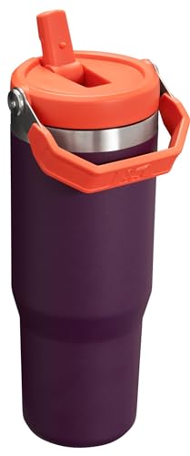 Vaso Stanley IceFlow Ciruela con Popote Abatible y Tapa Giratoria Resistente a Fugas de Acero Inoxidable
