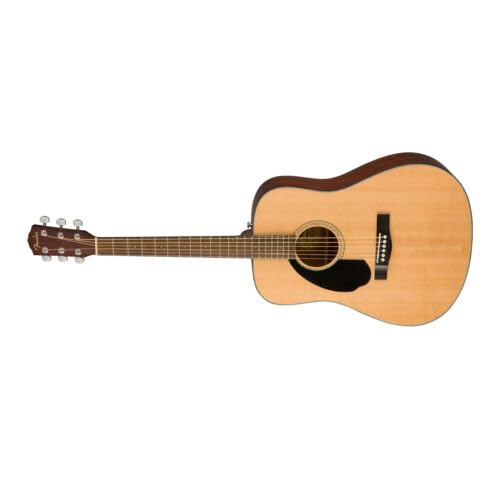 Fender Left-Handed Acoustic Guitar, CD-60S, with 2-Year Warranty, Dreadnought Classic Design with Rounded Walnut Fingerboard and Phosphor Bronze Strings, Glossed Natural Finish, Mahogany Construction