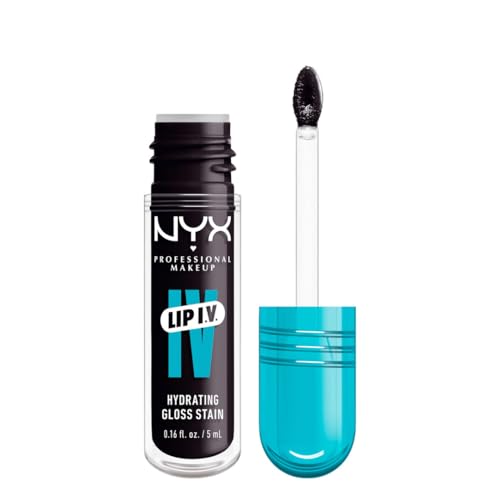 NYX Professional Makeup, LIP IV Gloss Serum Hidratante, Tono: Grape Gushin. Tinta de Labios hidratante con alto pigmento infusionado con agua de coco y magnesio. Fórmula vegana.