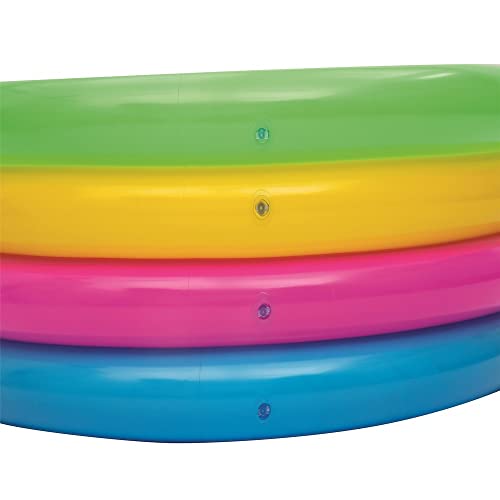 Bestway 51117 Alberca Inflable Redonda 1.57x.46cm 4 Anillos Arcoiris, Multicolor