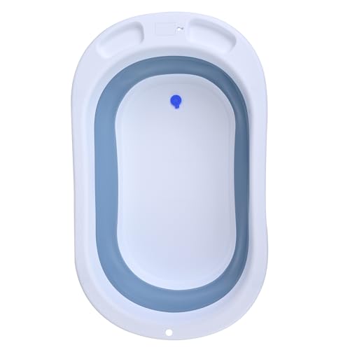 Bañera Para Bebe Plegable Ahorradora de Epacio Con Termometro Y Antideslizante (AZUL)