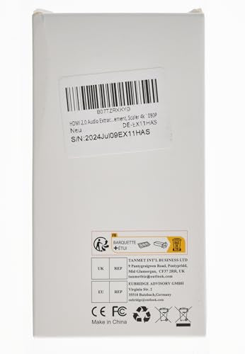 Divisor HDMI 1x1 extractor de audio 4K 60Hz Atmos CEC EDID/Down-Scale/HDCP interruptor compatible con varios videos, SPDIF 5.1CH Toslink óptico, ruptura de audio estéreo, repetidor HDMI