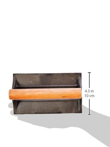 HIC - Parrilla de hierro fundido pesado para hamburguesas panini, salchichas y prensa para tocino, Rectangle, Plateado, 1
