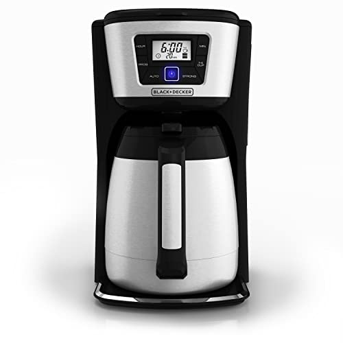 BLACK + DECKER - Cafetera térmica Black & Decker CM2035B para 12 tazas, color negro y plateado