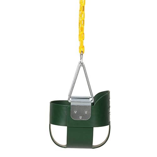 Eastern Jungle Gym - Asiento de Columpio para niños pequeños con Respaldo Alto, Cadenas de Columpio recubiertas Totalmente montadas, Accesorio de Juego de Columpio Verde