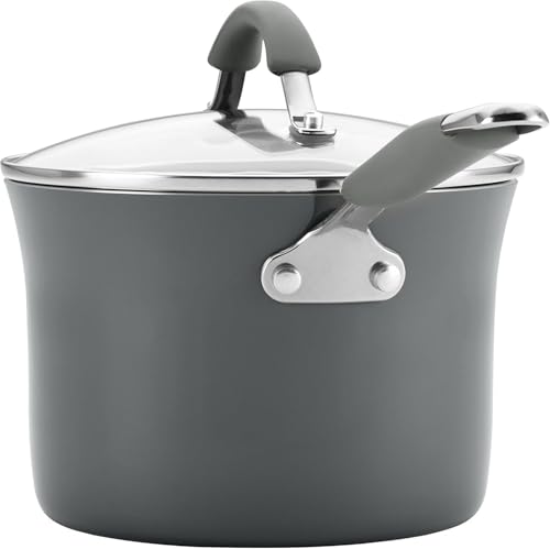 Juego de Cocina Antiadherente de Porcelana Esmaltada Dura Rachael Ray Sea Salt Gray 12 Piezas