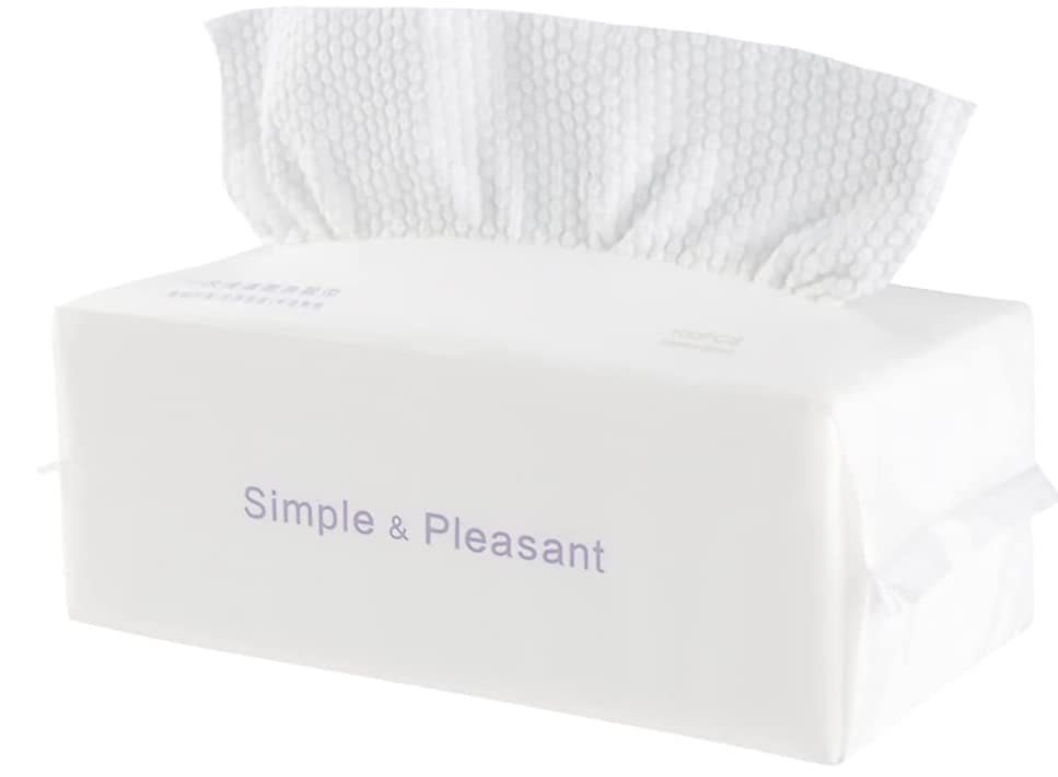 Toalla facial de limpieza desechable hecha de algodón solamente, sin pelusa, sin perfume, almohadillas suaves para maquillaje facial, toalla suave de algodón (300 Count (Pack of 3))