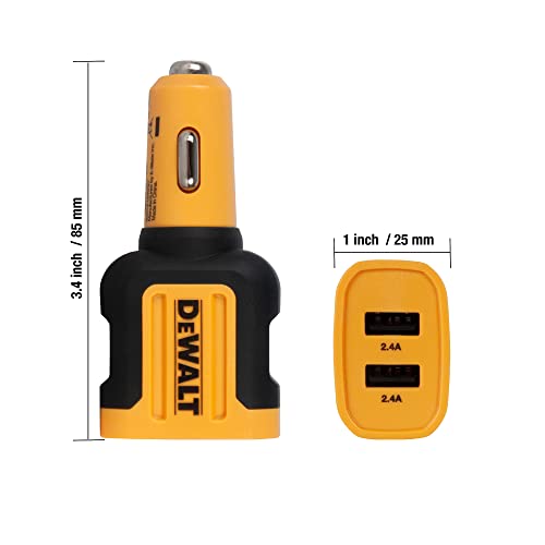 Dewalt Cargador de Coche USB de 2 Puertos - Carga rápida de 24W USB-A de Doble Puerto para iPhone 14 13 12 11 Pro MAX X XR XS 8 Plus 6s iPad - Compatible con Samsung Galaxy S22 S21 S10 Plus S7 GPS