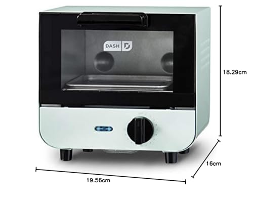DASH - Mini tostador para pan, bagels, galletas, pizza, paninis y más con charola para hornear, estante, función de apagado automático, color aguamarina