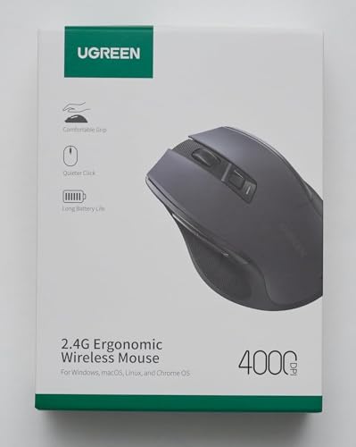 Mouse Inalámbrico UGREEN Negro Ergonómico 6 Botones 4K dpi para PC y Mac