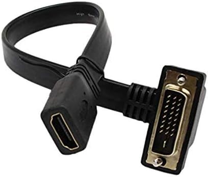 Cable Plano Haokiang DVI a HDMI Dorado 1 Pies 90 Grados