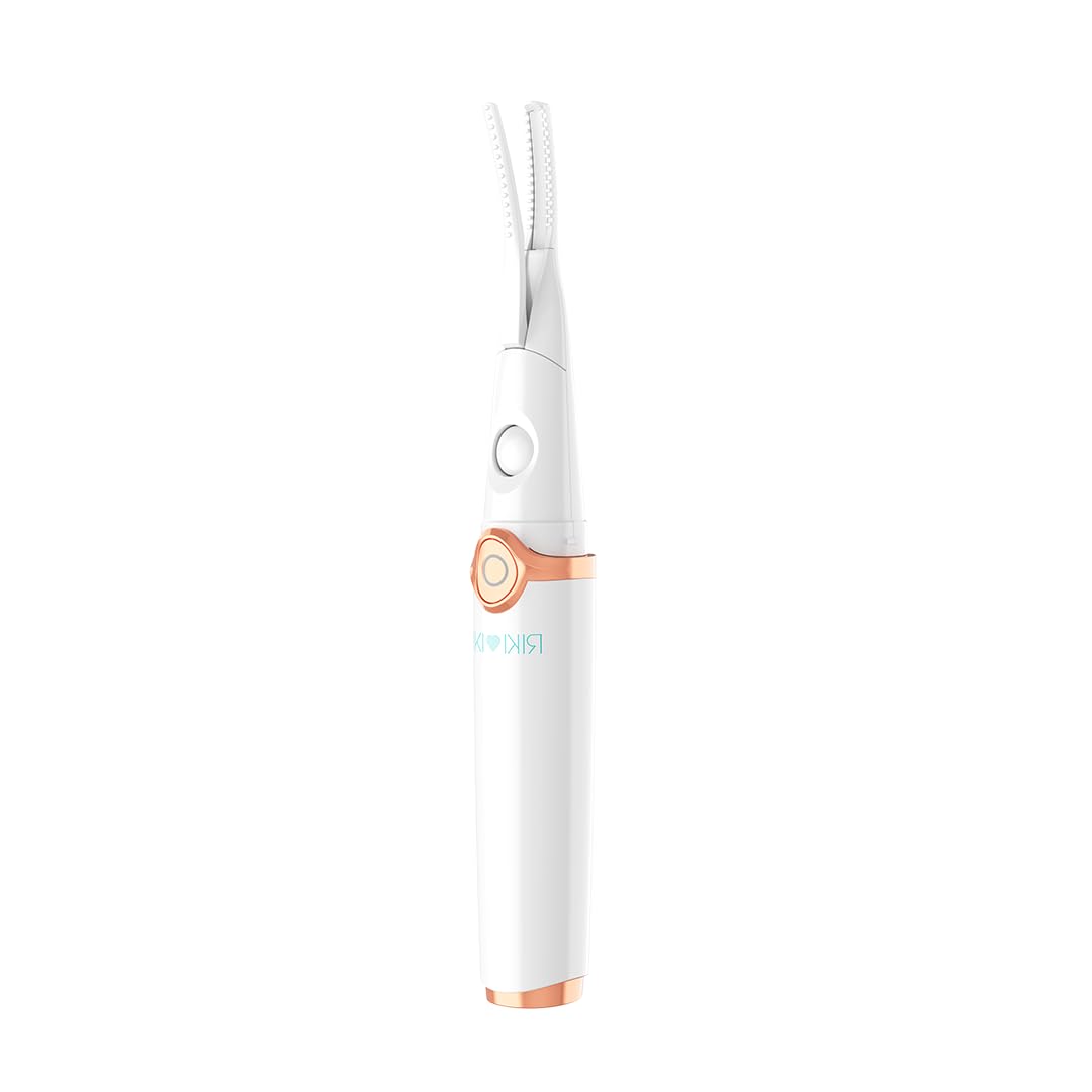RIKI LOVES RIKI Rizador de pestañas - Calentado con temperatura ajustable | Rizador eléctrico de pestañas con carga USB, color blanco