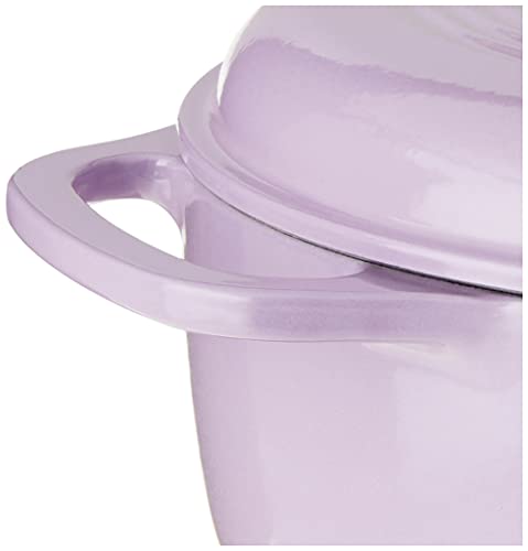 Lodge - Horno holandés de hierro fundido esmaltado de 6 cuartos con tapa, asas dobles, apto para horno hasta 500 °F o en estufa, uso para marinar, cocinar, hornear, refrigerar y servir, color lila