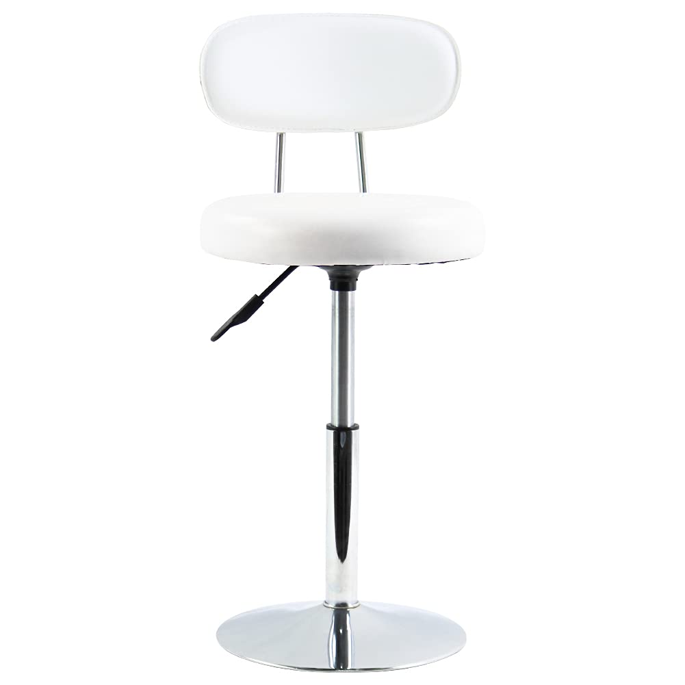 FURWOO - Silla giratoria de Piel sintética Blanca para salón, Mini Taburete de peluquería con Respaldo para manicura, Tatuaje y Uso en la Oficina