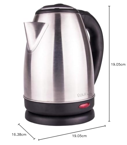 Hervidor Eléctrico Taurus Caronte Acero Inoxidable Resistente 2 Litros 1000 W Base Removible Apagado Automático