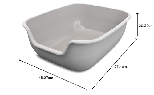 Caja de Arena Grande PetFusion Gris AntiAdherente para Mascotas